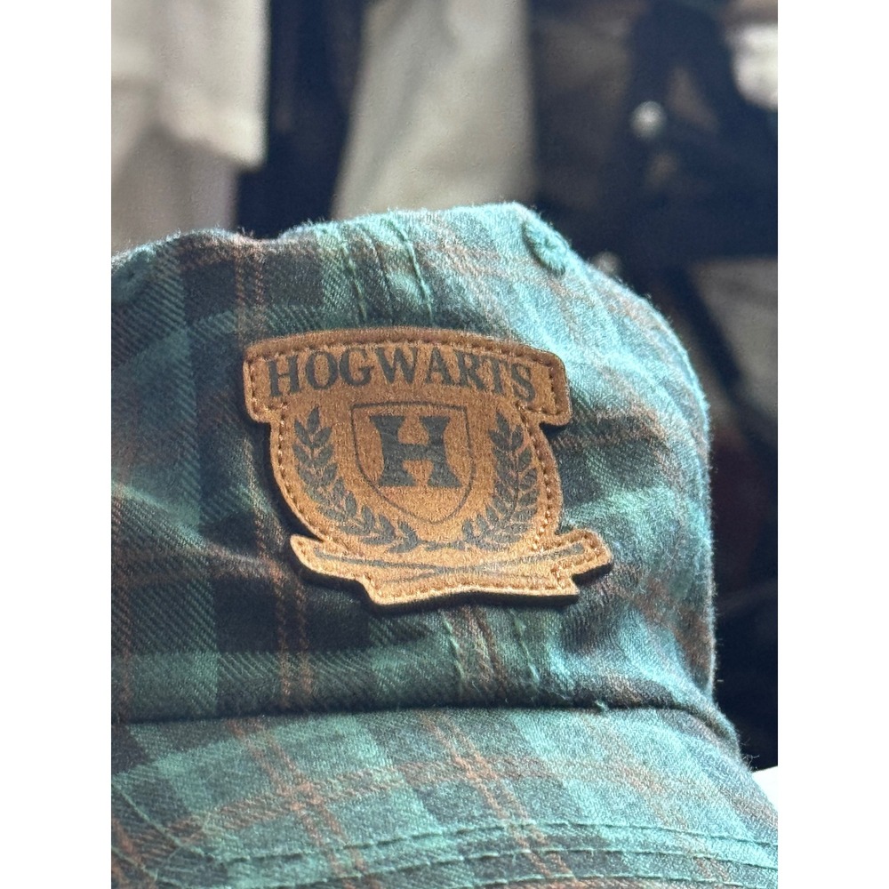 Harry Potter Hogwarts Plaid Baseball Cap Green Black Flannel Hat Adjustable